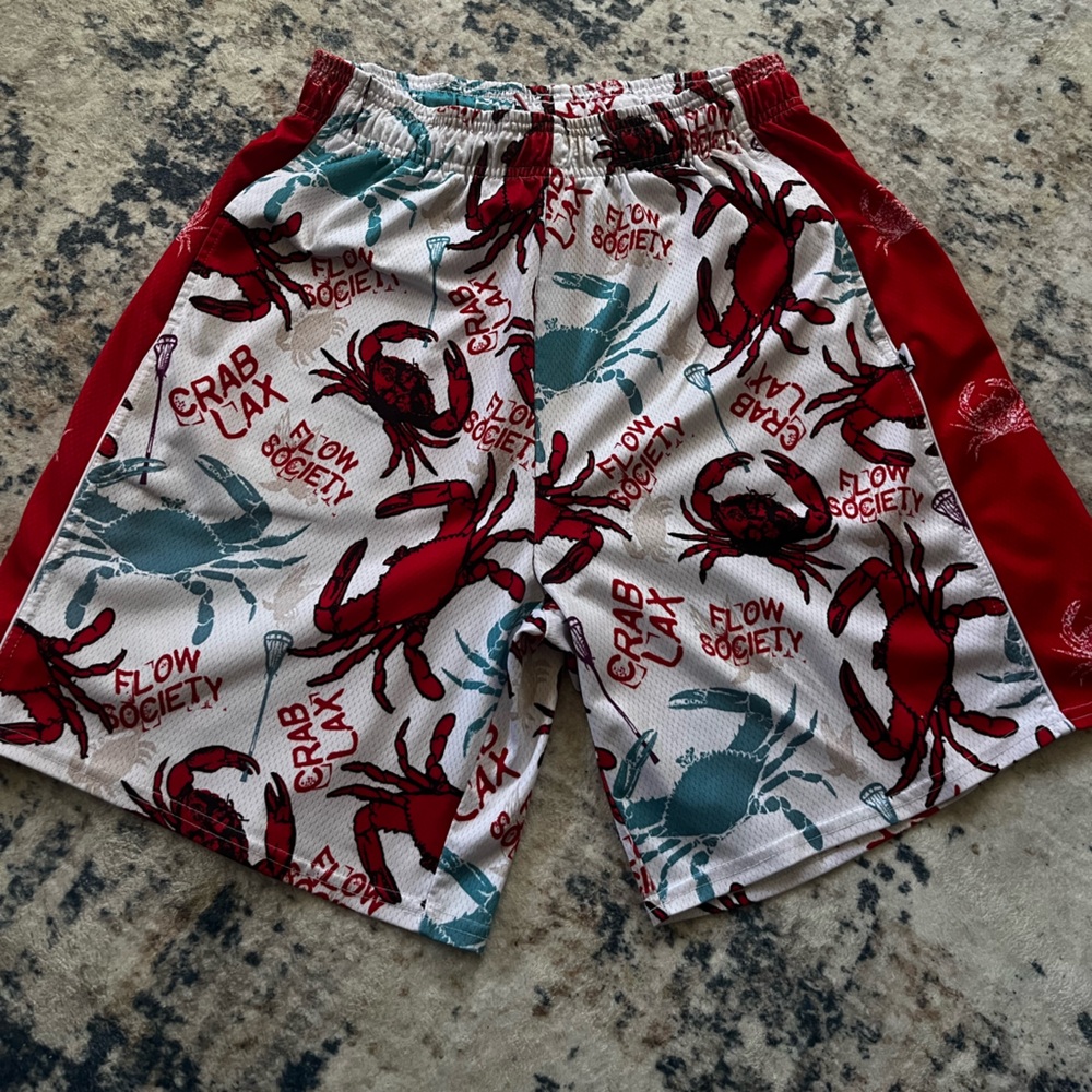 Flow Society Authentic Lacrosse Gear Mens unlimited Crab LAX shorts medium